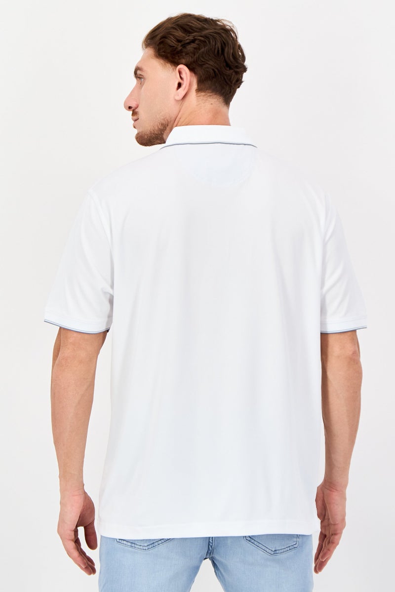 Greg Norman Men Regular Fit Short Sleeve Plain Polo Shirt, White - Image 4